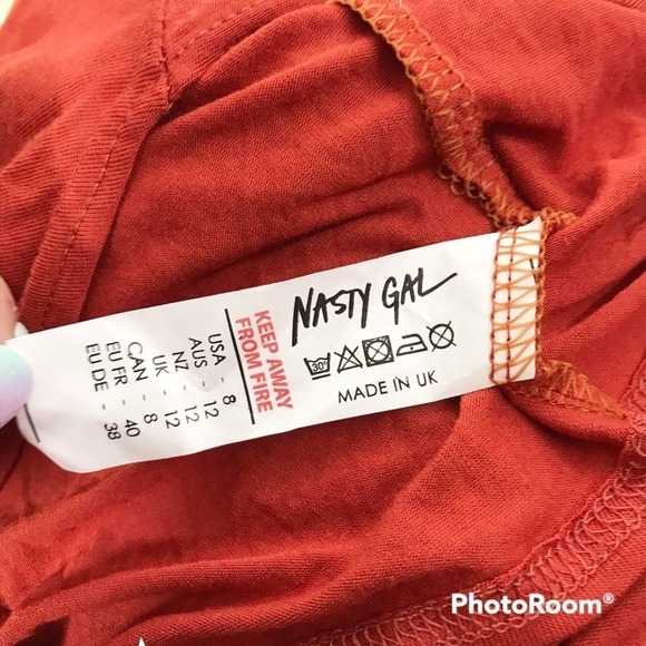 Nasty Gal dark red orange long sleeve tie front crop top - Picture 4 of 5